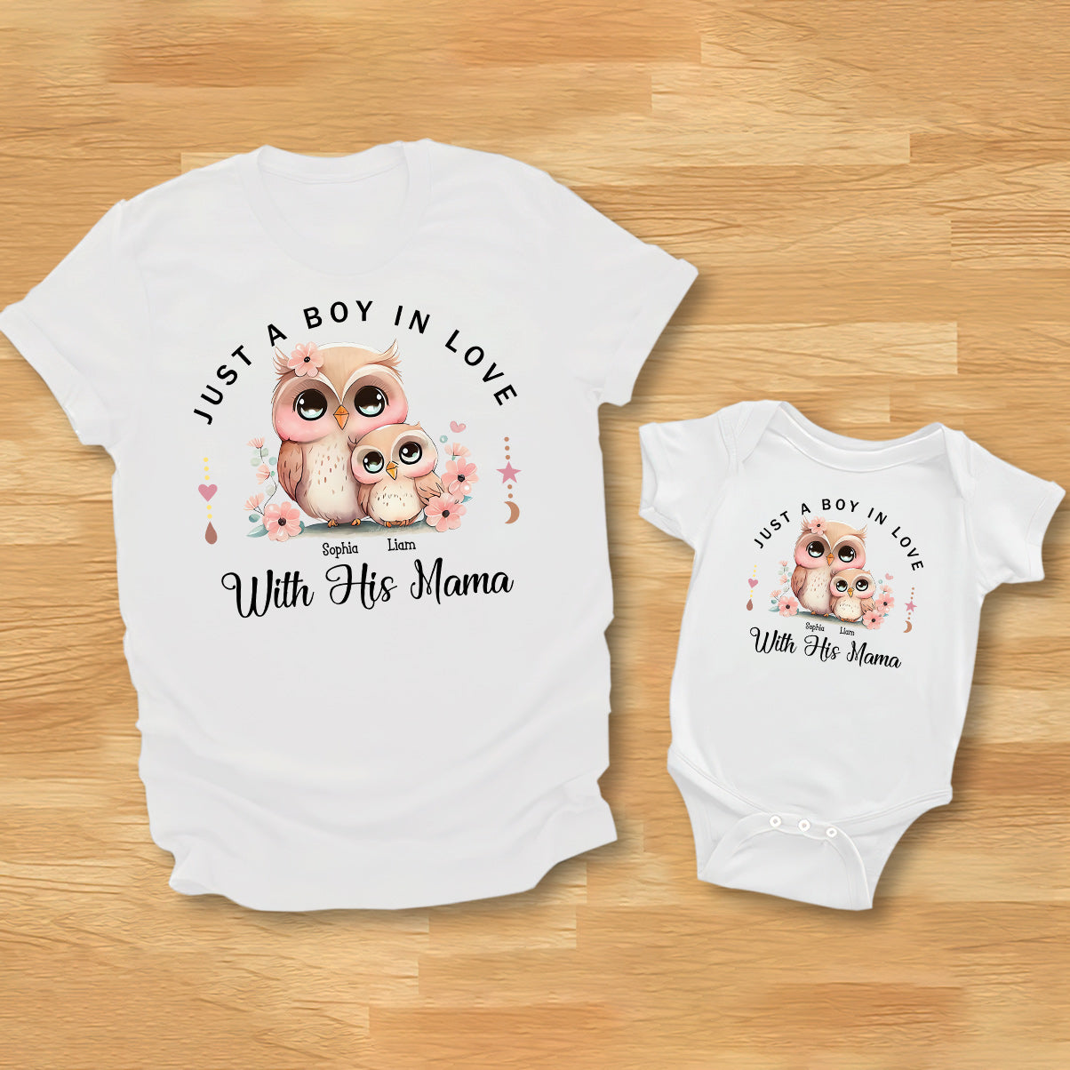 Just A Mom In Love With Her Boy,Girl - Personalized Mother T-shirt And Baby Onesie