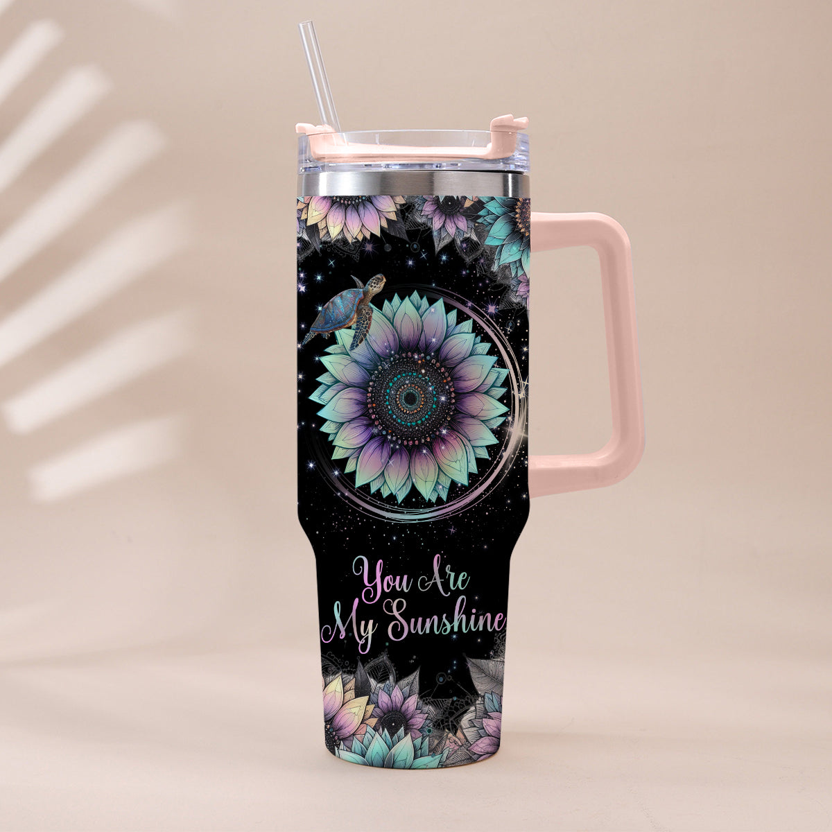 You Are My Sunshine - Personalized Turtle Tumbler With Handle