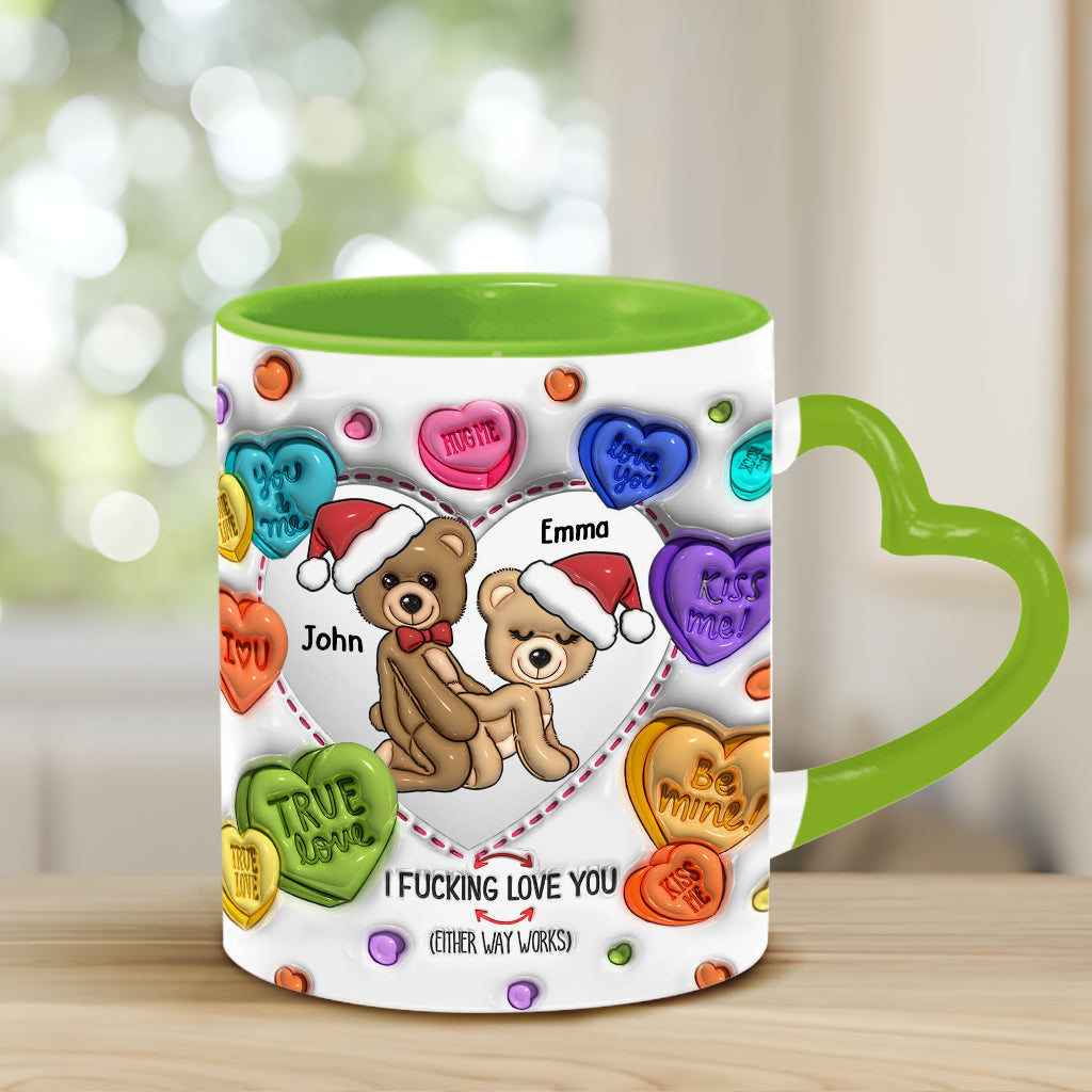 I Love You - Personalized Couple Heart Handle Mug