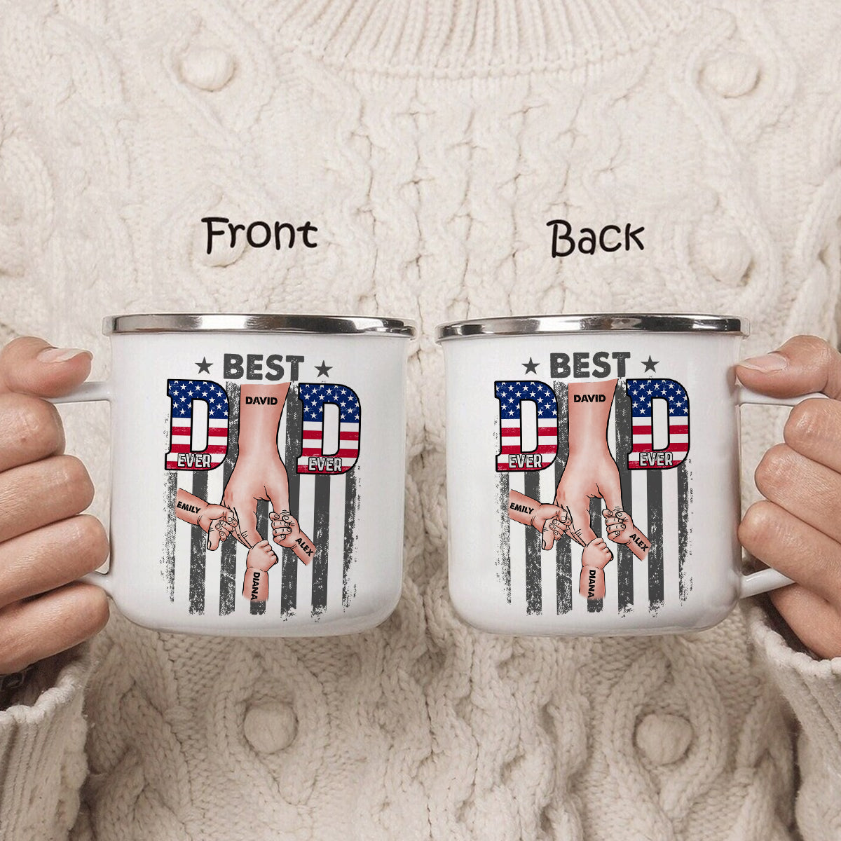 Best Dad Ever Fist Bump - Personalized Father Enamel Mug