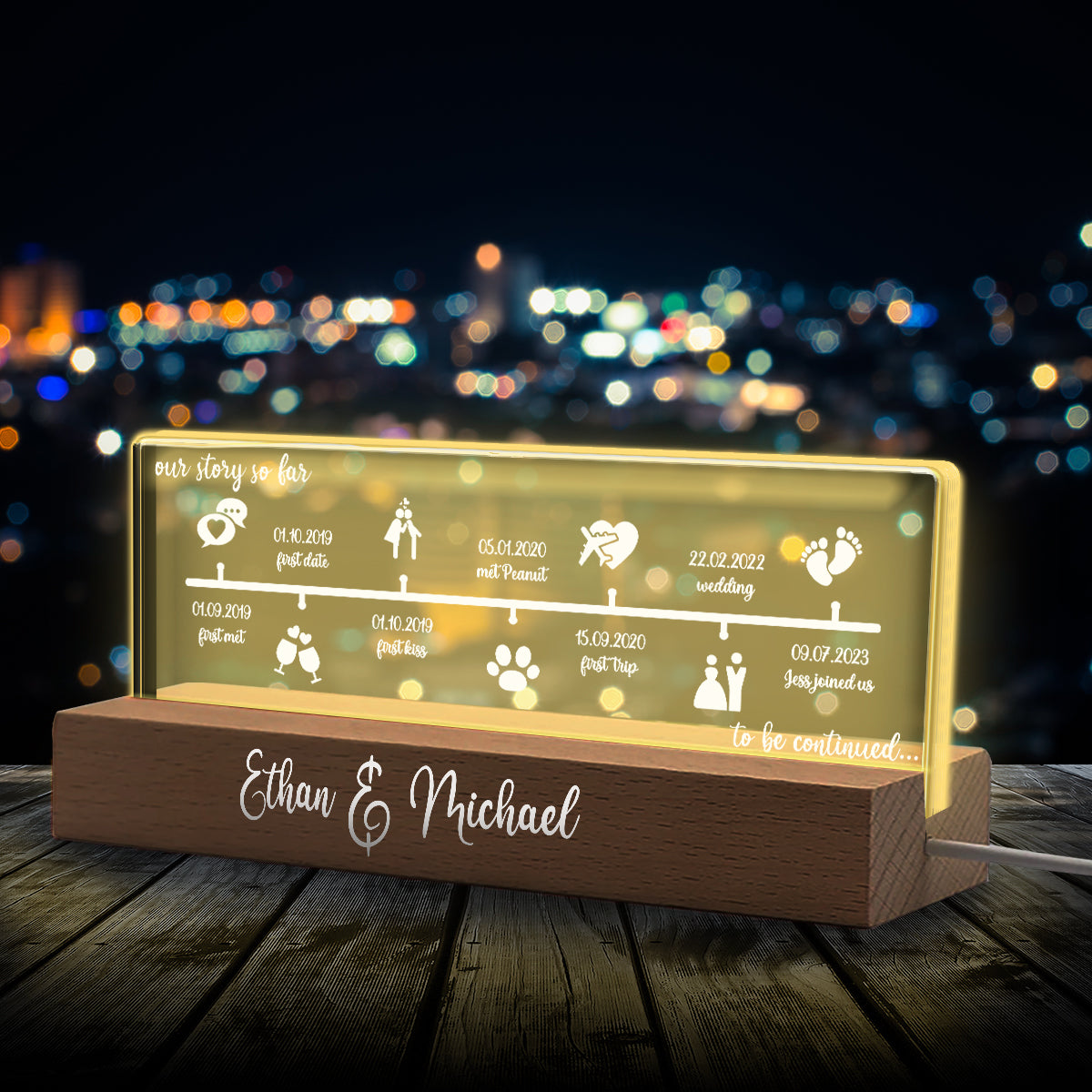 Our Story So Far - Personalized Couple Custom LED Night Light