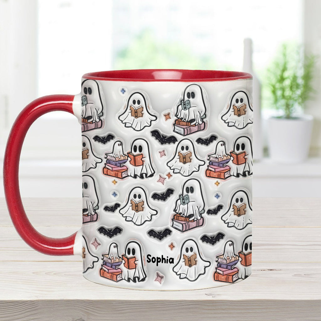 Cute Ghost Reading Booooks - Personalized Book Accent Mug