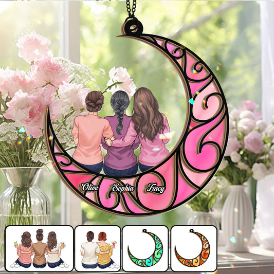 Besties Forever - Personalized Bestie 2 Layered Window Hanging Suncatcher
