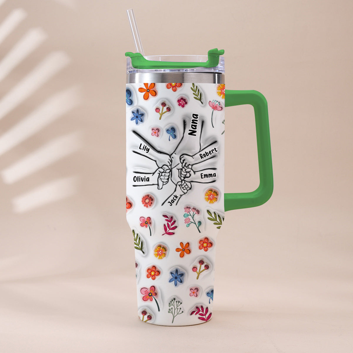You Hold Our Hand - Personalized Mother Tumbler With Handle