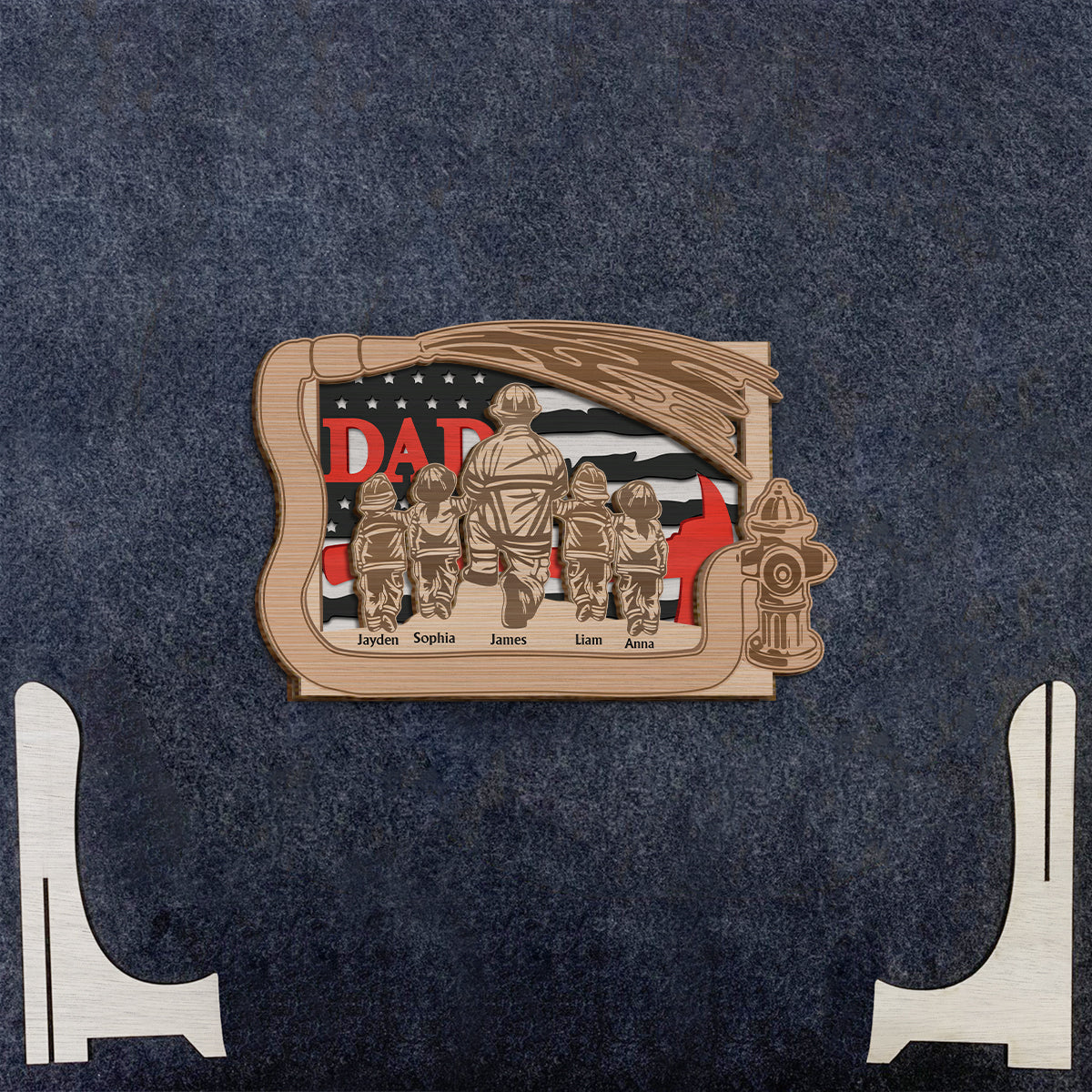 Daddy's Team - Personalized Father 2 Layered Wood Sign / Wood Plaque