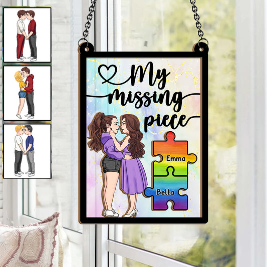 You Are My Missing Piece - Personalized LGBT Support 2 Layered Window Hanging Suncatcher
