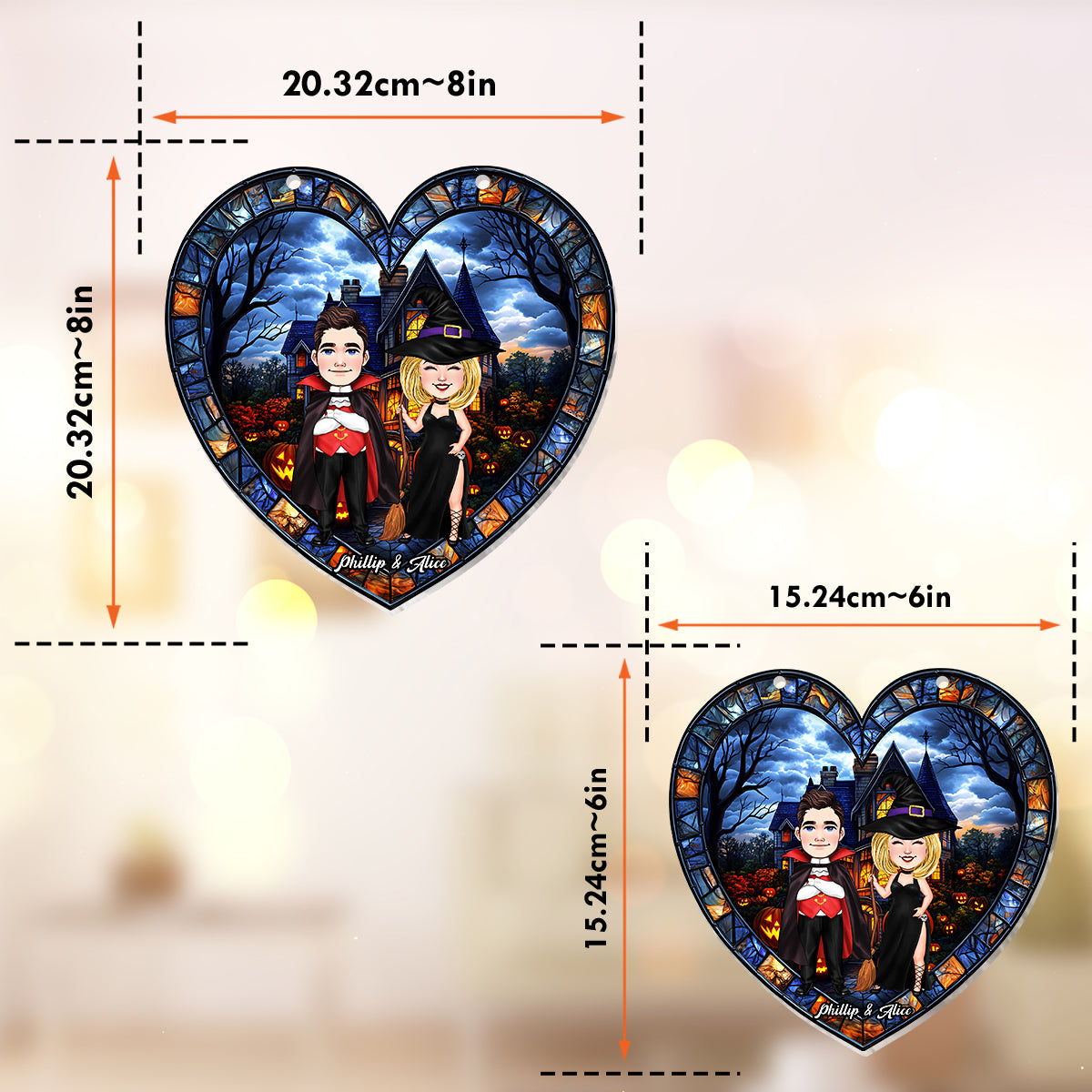 Halloween Is Coming - Personalized Couple Window Hanging Suncatcher Ornament