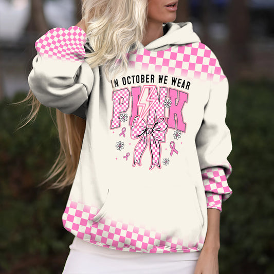 En octobre, on porte du rose - T-shirt personnalisé intégral pour la sensibilisation au cancer du sein
