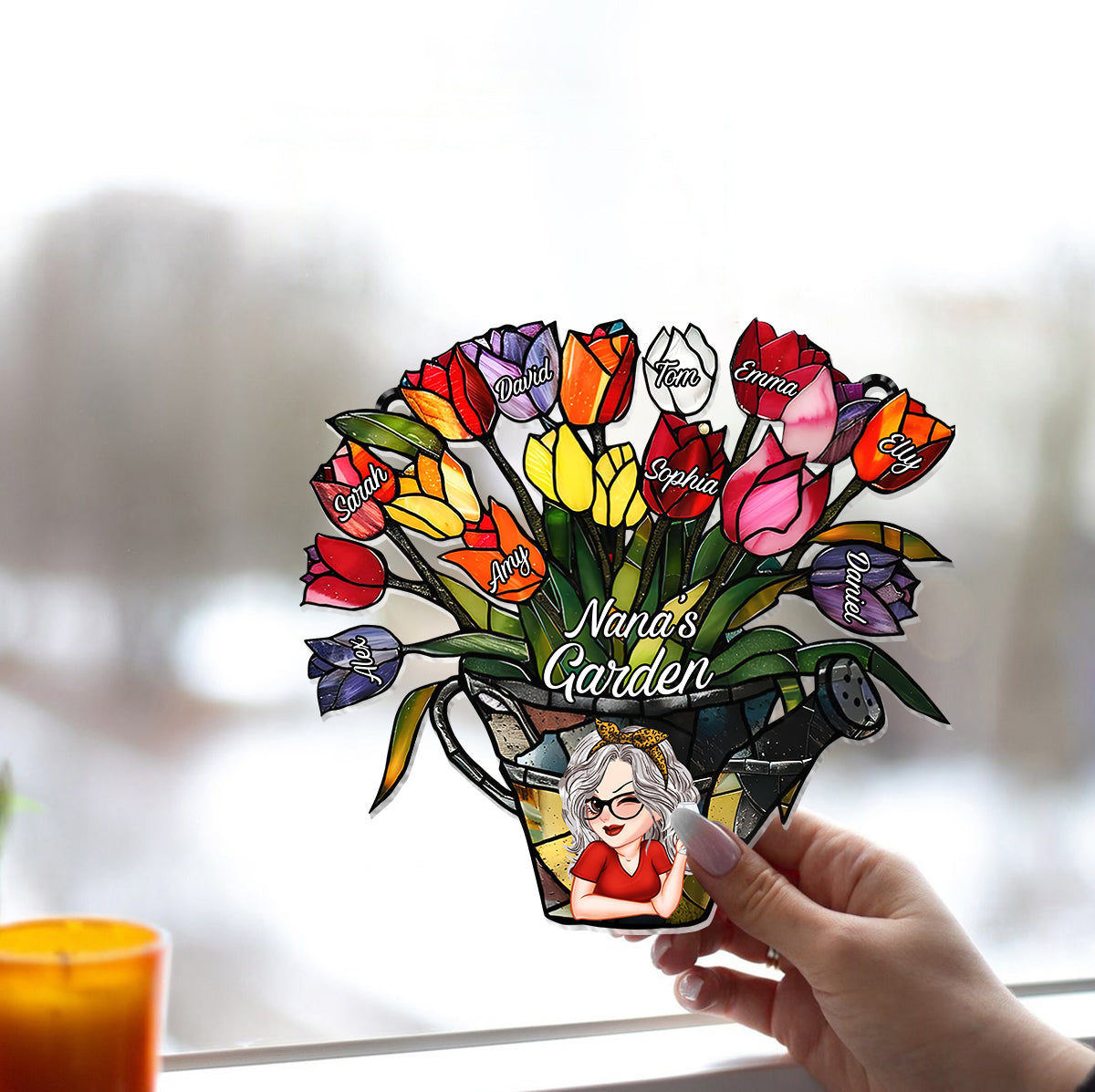 Grandma's Garden - Personalized Grandma Window Hanging Suncatcher Ornament