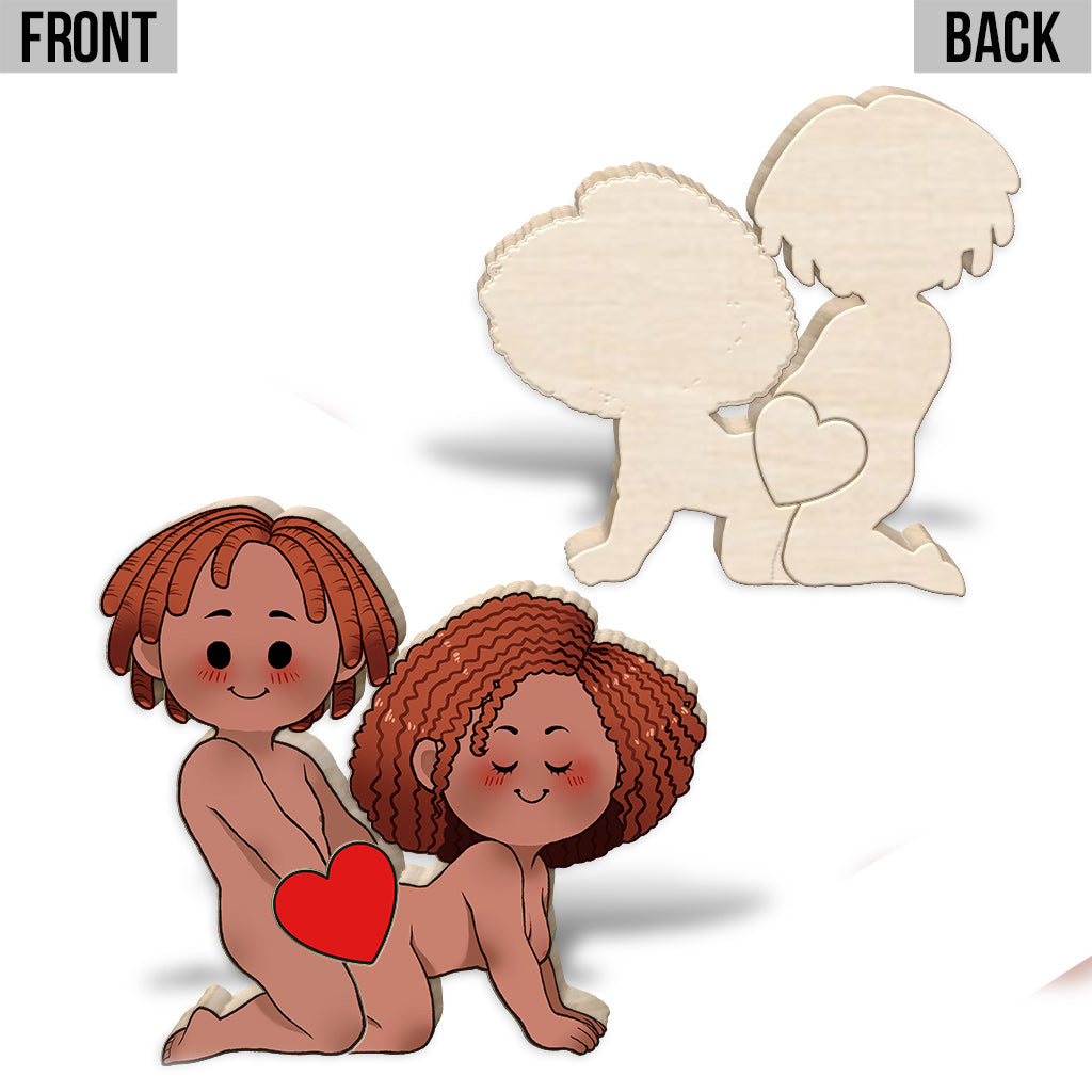 Funny Naughty Couple - Personalized Couple Shaped Wooden Puzzle