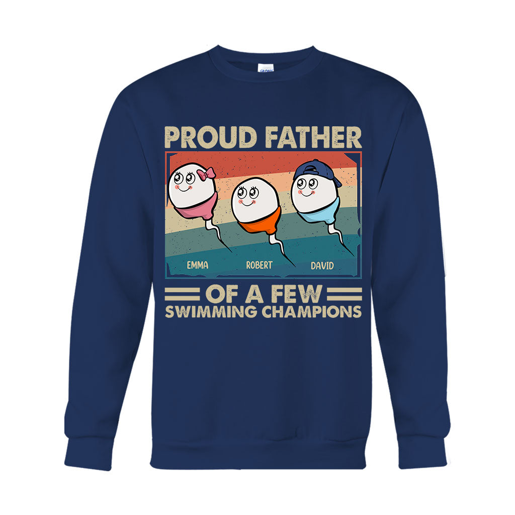 Proud Father Mother Of A Few Swimming Champions - Personalized Father T-shirt And Hoodie