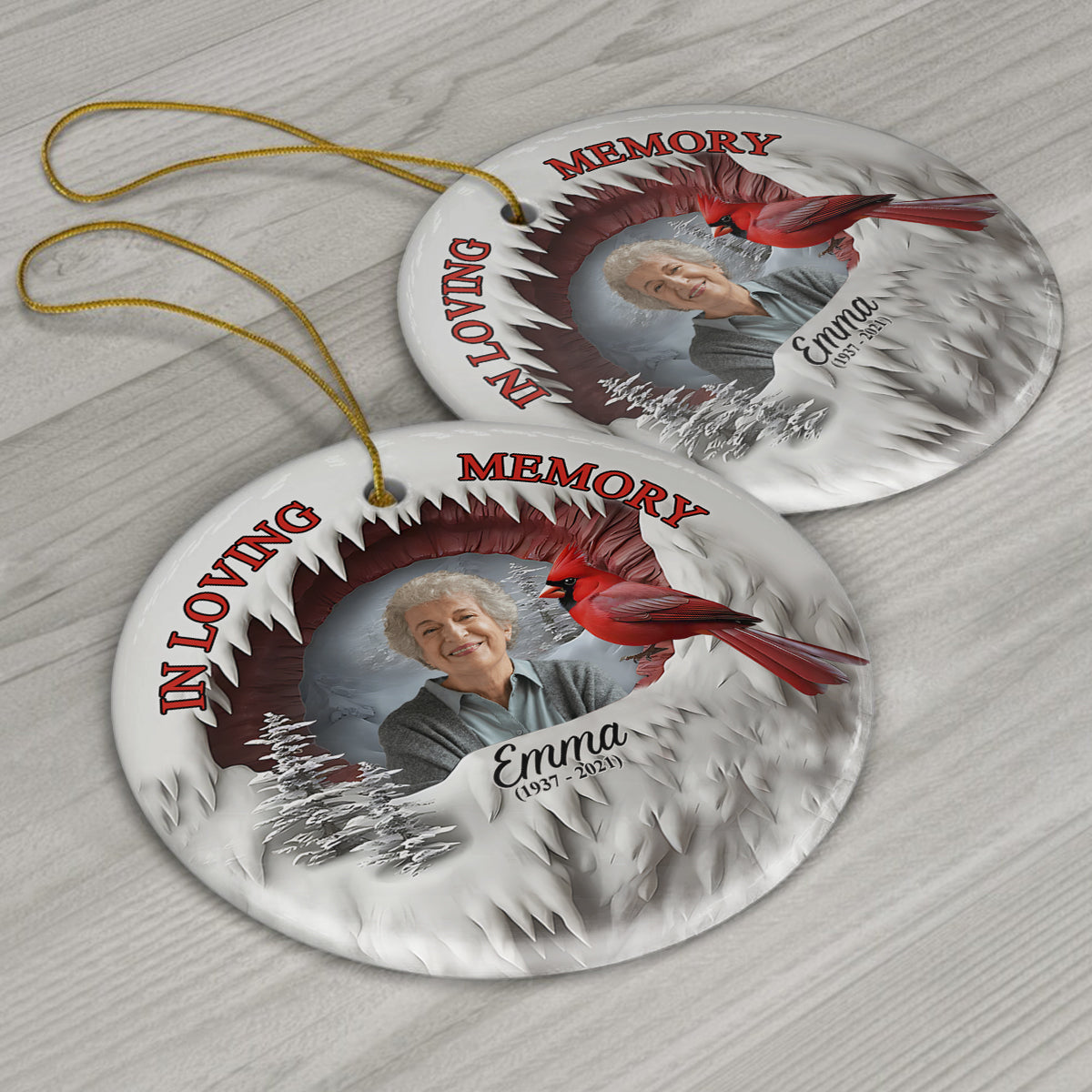 Always In My Heart - Personalized Memorial Ceramic Circle Ornament