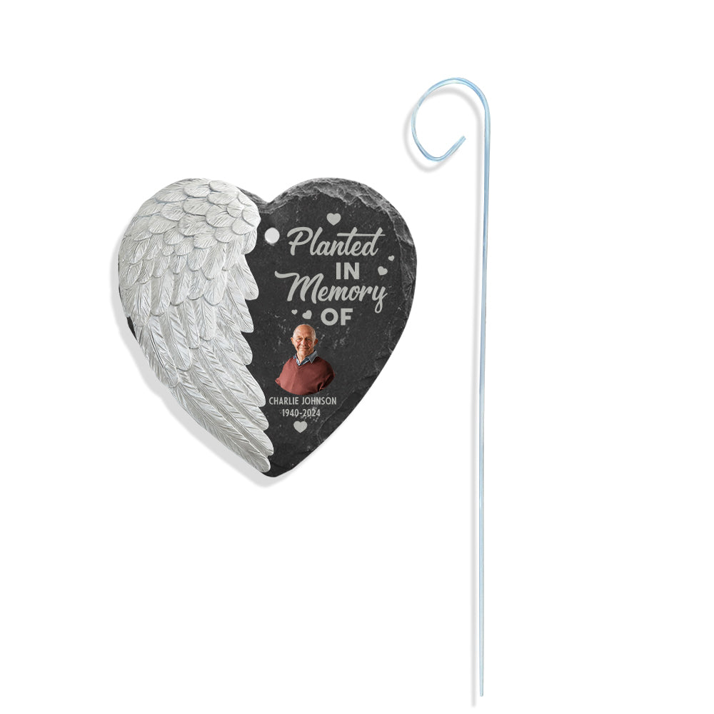 Rooted in Love, Always in Our Hearts - Personalized Memorial Heart Hanging Garden Slate