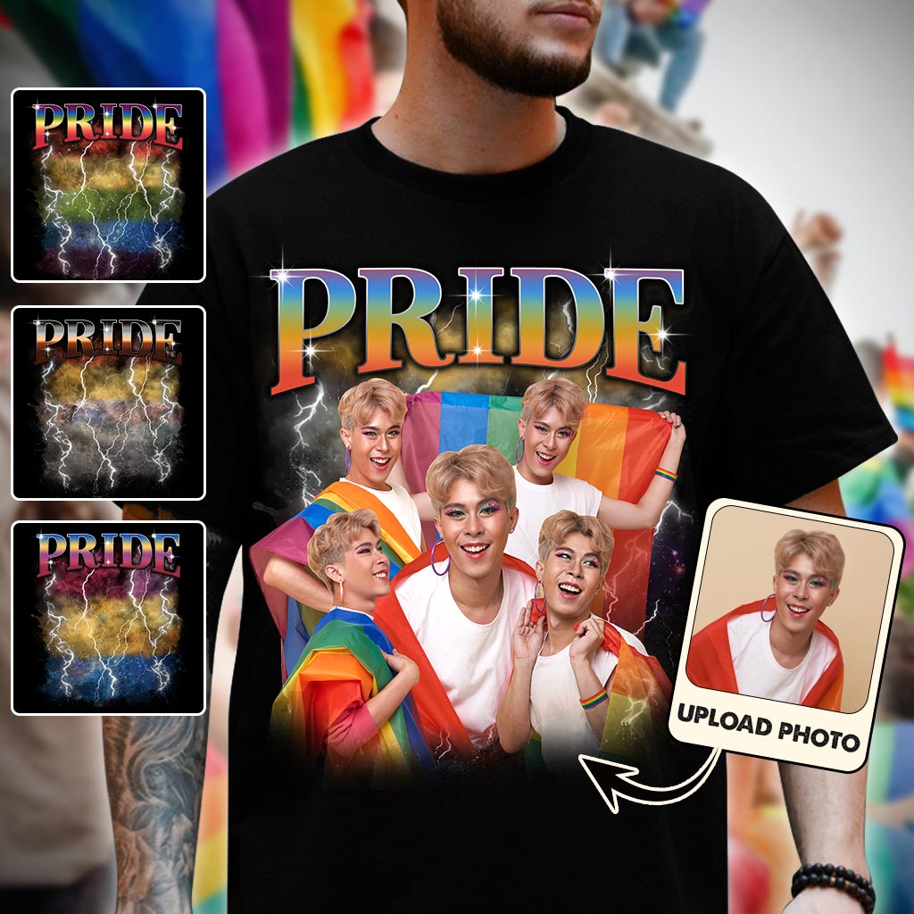 Photo personnalisée style rap bootleg Pride - T-shirt et sweat à capuche personnalisés pour soutenir la communauté LGBT