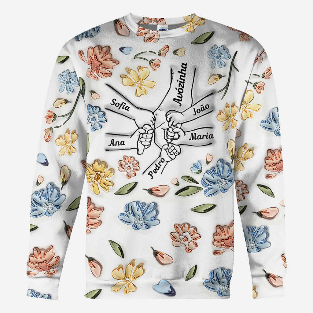 Mom's Love Hands Holding Pastel Floral - Personalized Mother All Over Shirt