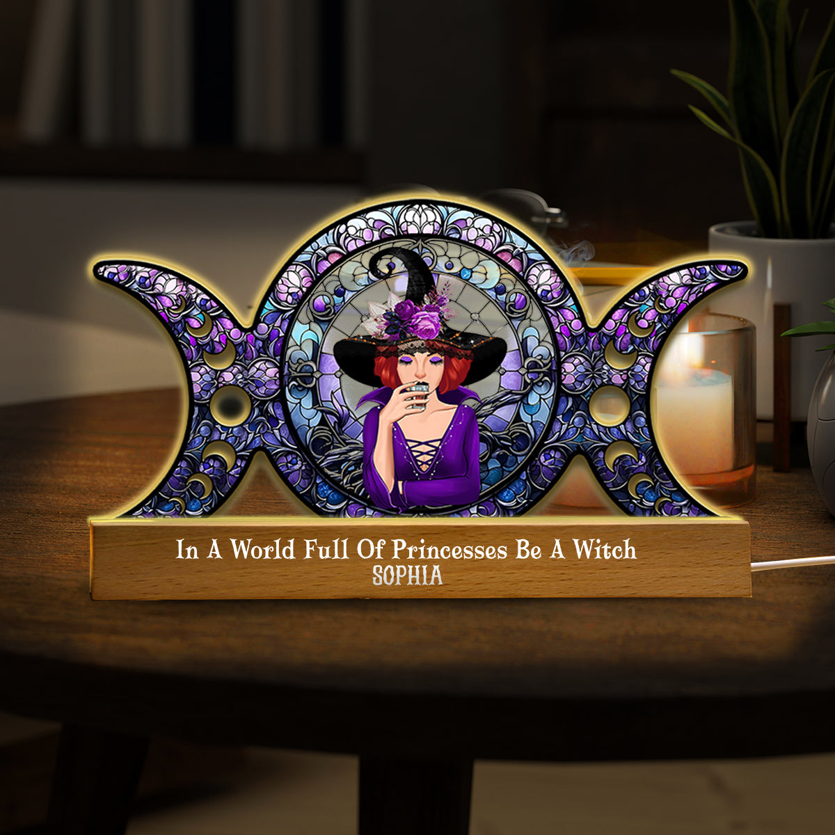 In A World Full Of Princesses Be A Witch - Personalized Witch Shaped Led Night Light