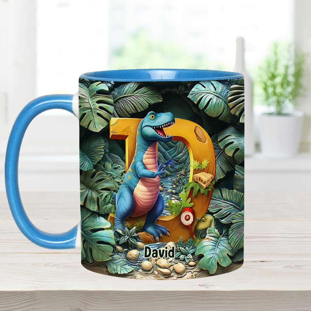 Mug personnalisé pour enfant avec lettre dinosaure