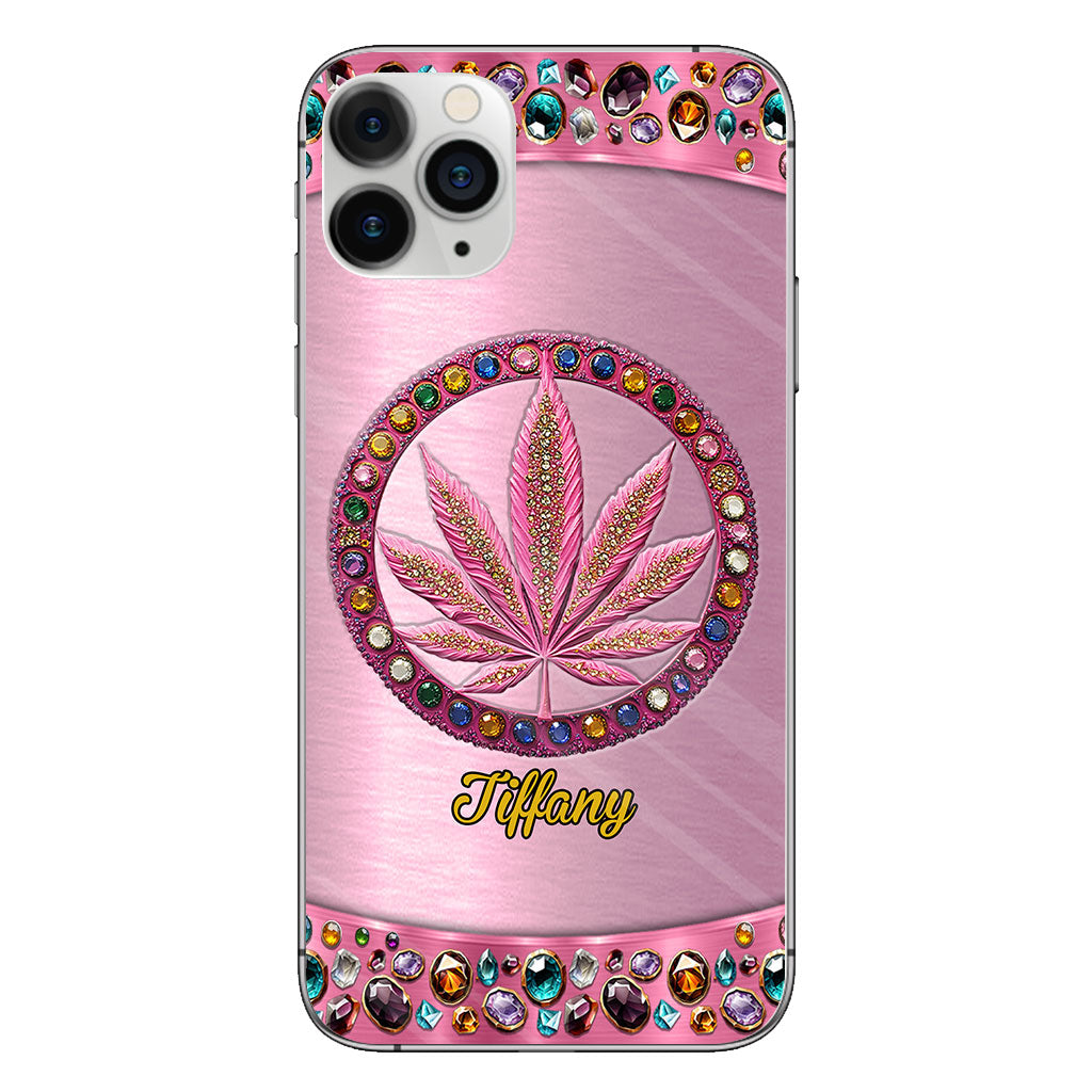 Stoner Chick – Personalisierte, durchsichtige Handyhülle mit Weed-Motiv