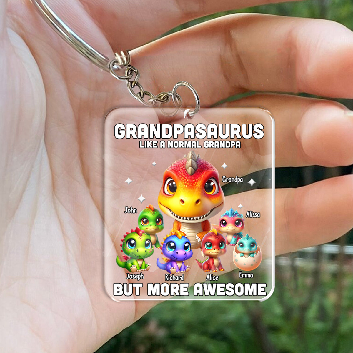 Daddysaurus Grandpasaurus 3D Dinosaurs - Personalized Father Keychain