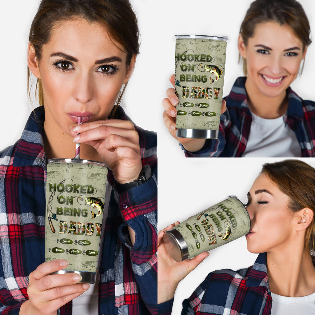 Hooked On Being Dad/ Grandpa... - Personalized Fishing Tumbler