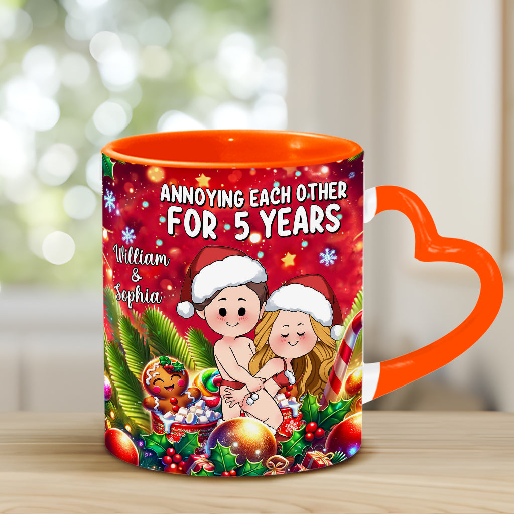 Annoying Each Other - Personalized Couple Heart Handle Mug