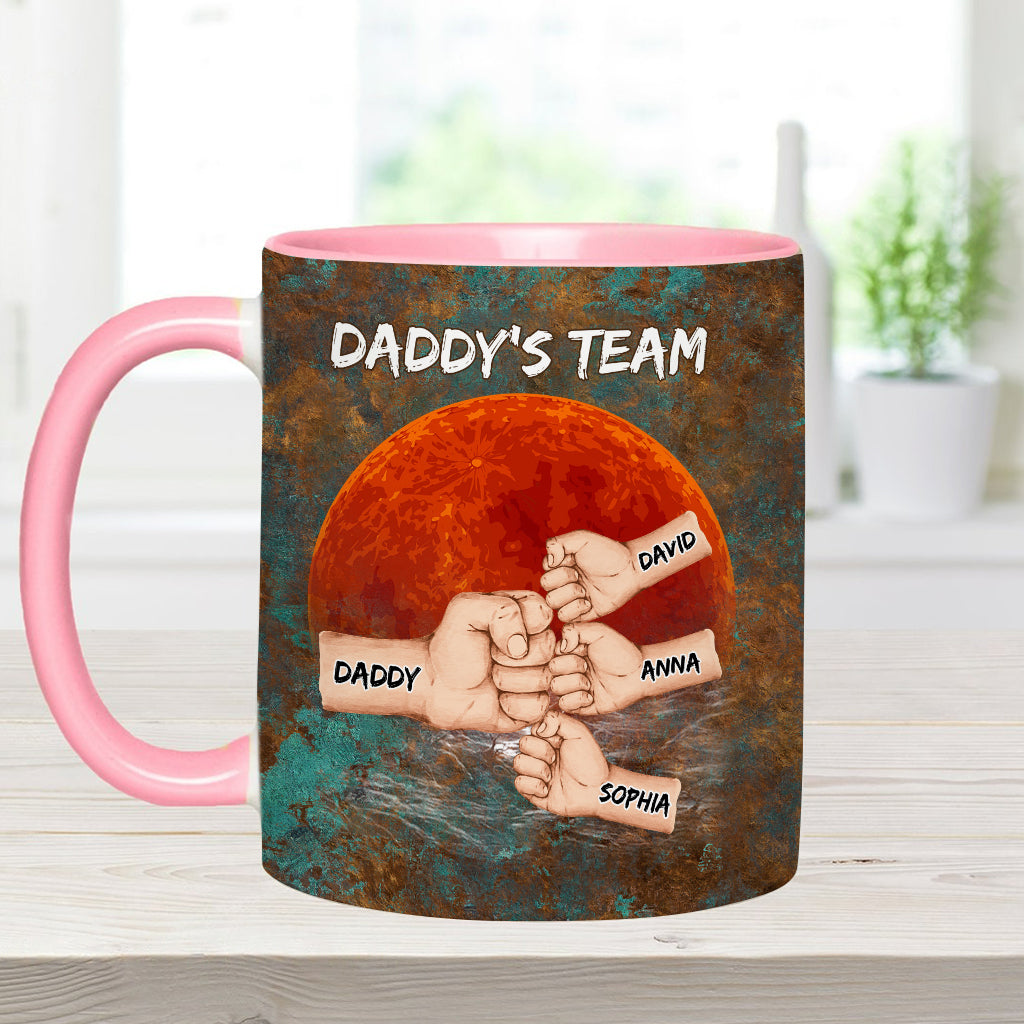 Daddy's Team - Personalized Father Accent Mug