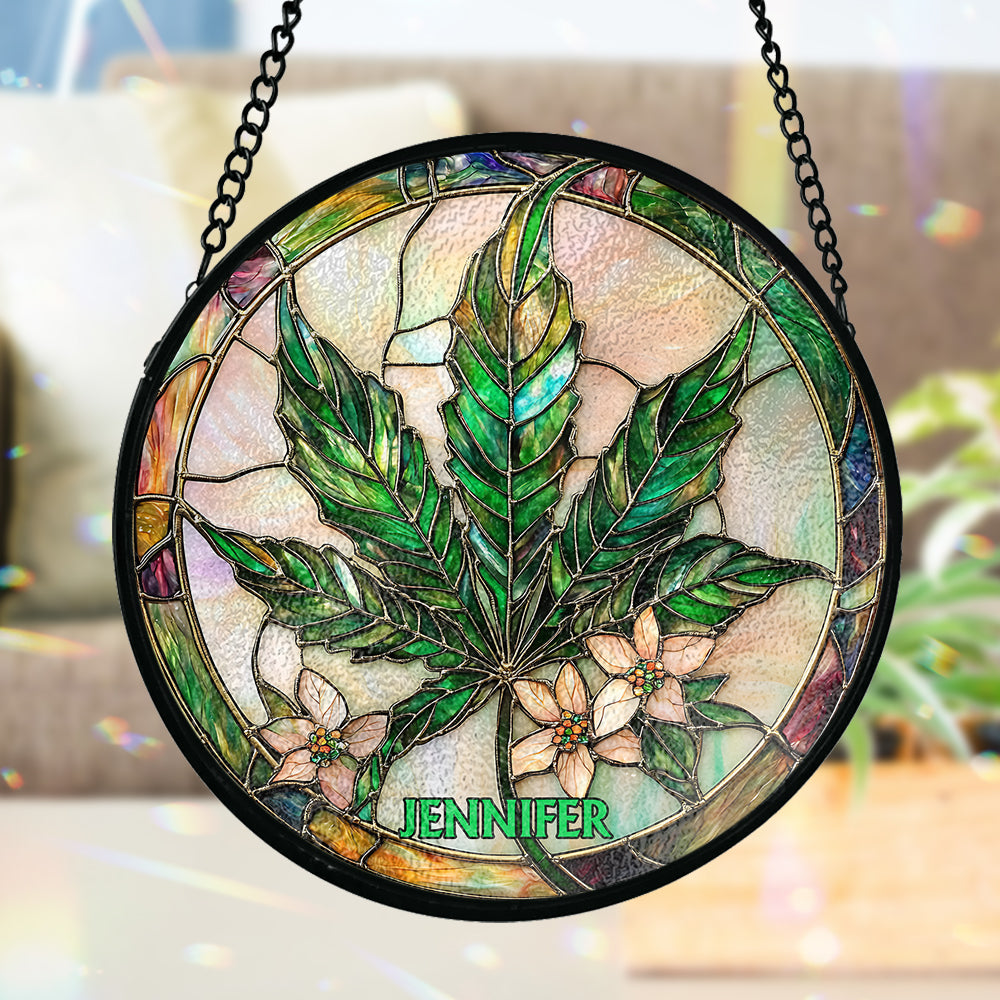 High Times – Personalisierter Cannabis-Sonnenfänger aus Buntglas