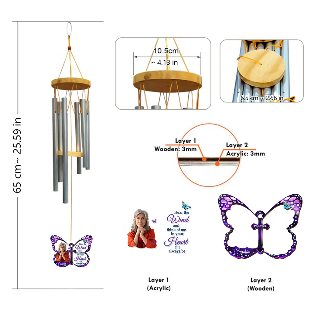 In Your Heart I'll Always Be - Personalized Memorial Wind Chime Suncatcher