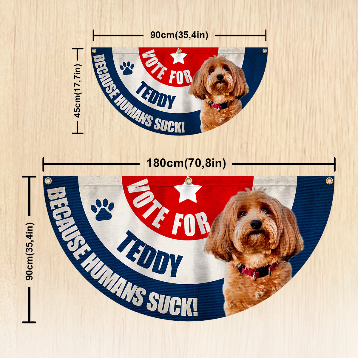 Stimme für mein Fellbaby ab! Jedes Foto - Personalisierte Hunde-Faltfahne