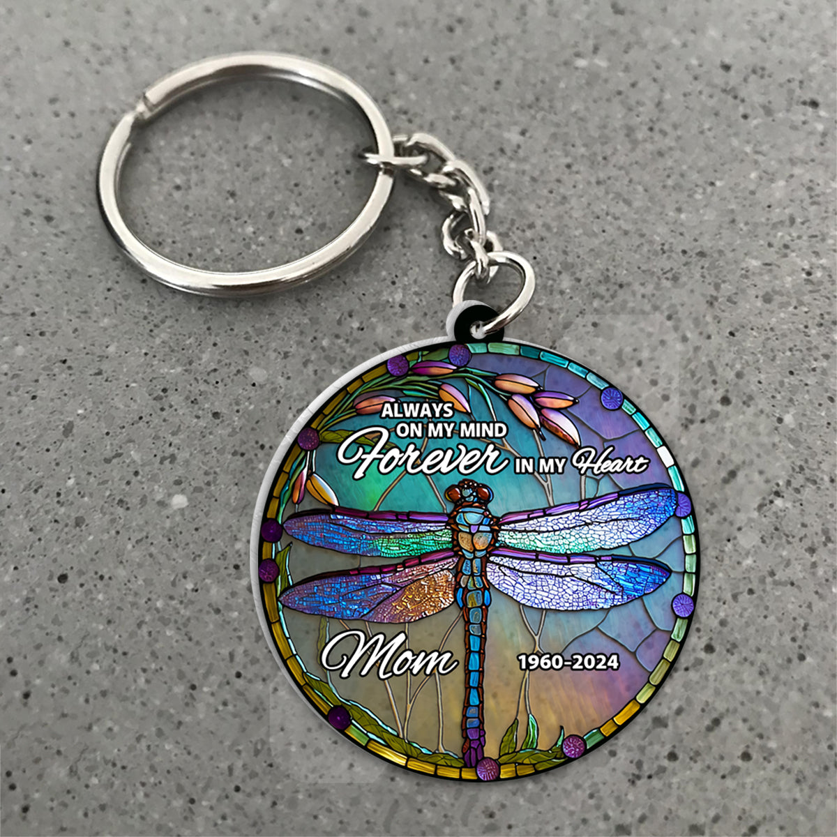 Always On My Mind Forever In My Heart - Personalized Memorial Transparent Keychain