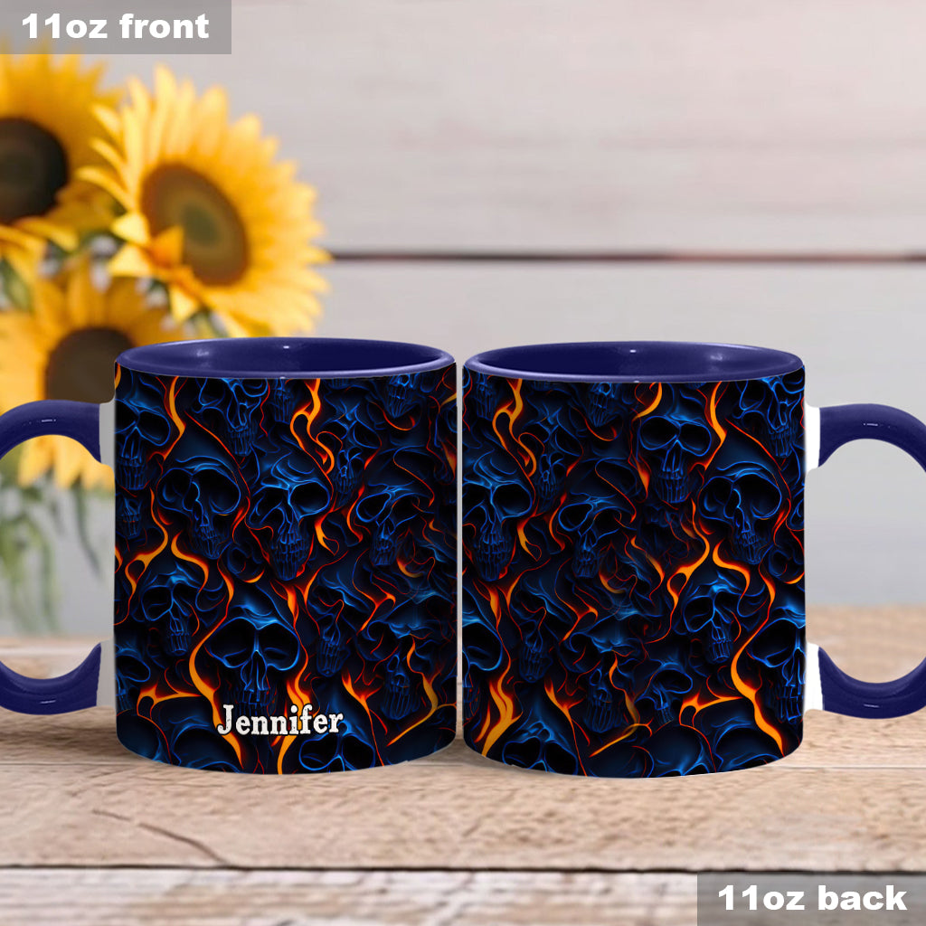 Flame Fire Skull - Personalized Skull Accent Mug