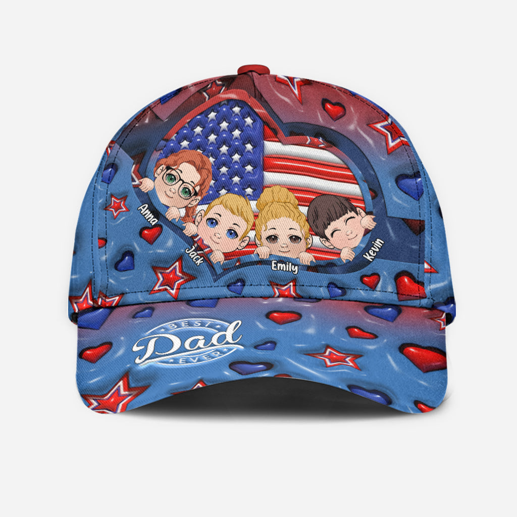 Best Dad Ever Red White Blue - Personalized Father Classic Cap