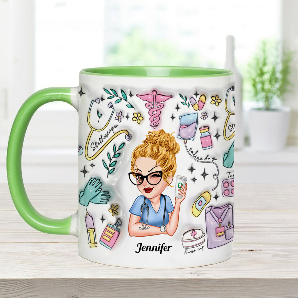 Doing Nurse Stuff - Personalized Nurse Accent Mug