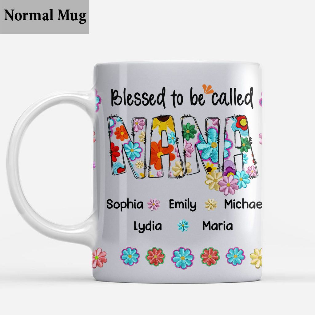 Blessed To Be Called Nana Floral Style - Personalized Grandma Mug
