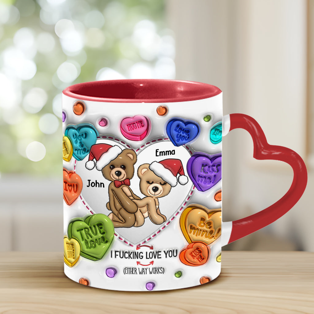 I Love You - Personalized Couple Heart Handle Mug