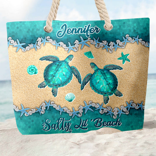 Beach Please Turle Version - Personalized Turtle Beach Bag