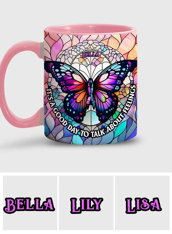 Heute ist ein guter Tag, um über Gefühle zu sprechen – personalisierte Tasse