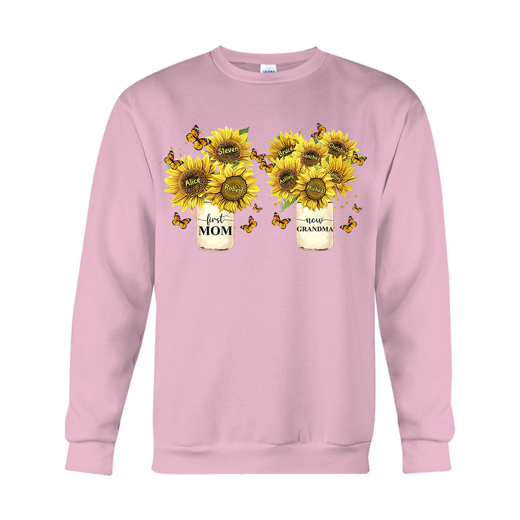 First Mom Now Grandma - Personalized Grandma T-shirt And Hoodie