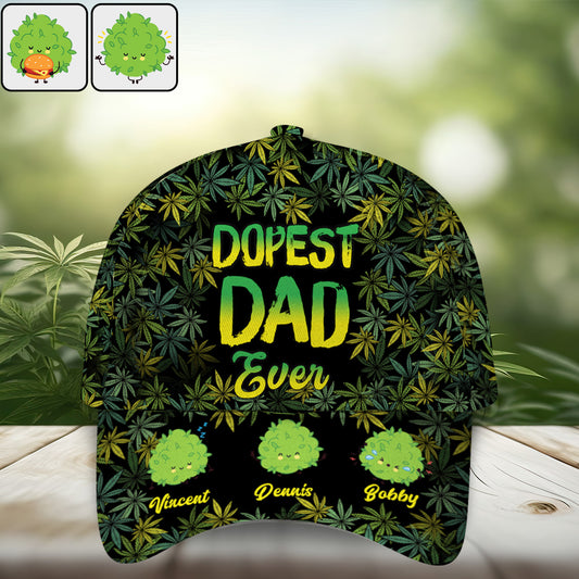 Dopest Dad Ever - Personalized Weed Classic Cap