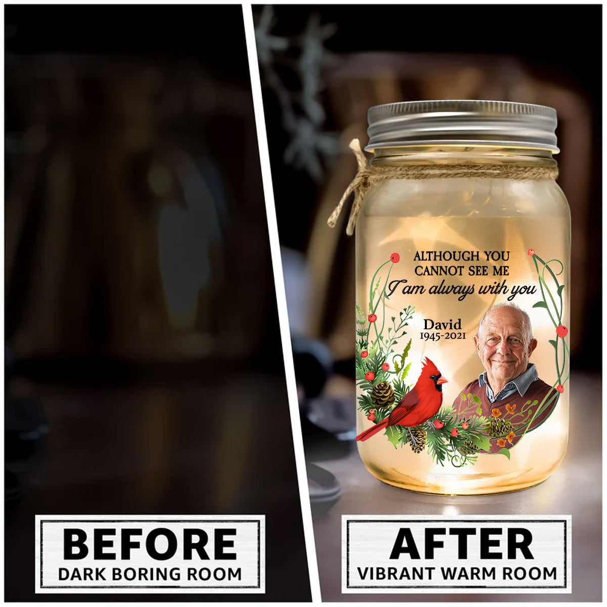 I'm Always With You - Personalized Memorial Mason Jar Light