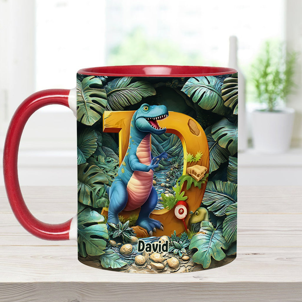 Mug personnalisé pour enfant avec lettre dinosaure