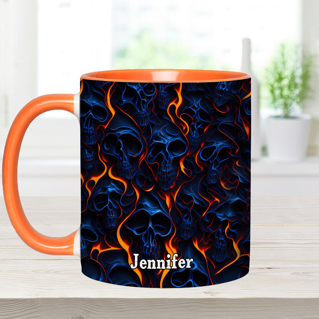 Flame Fire Skull - Personalized Skull Accent Mug