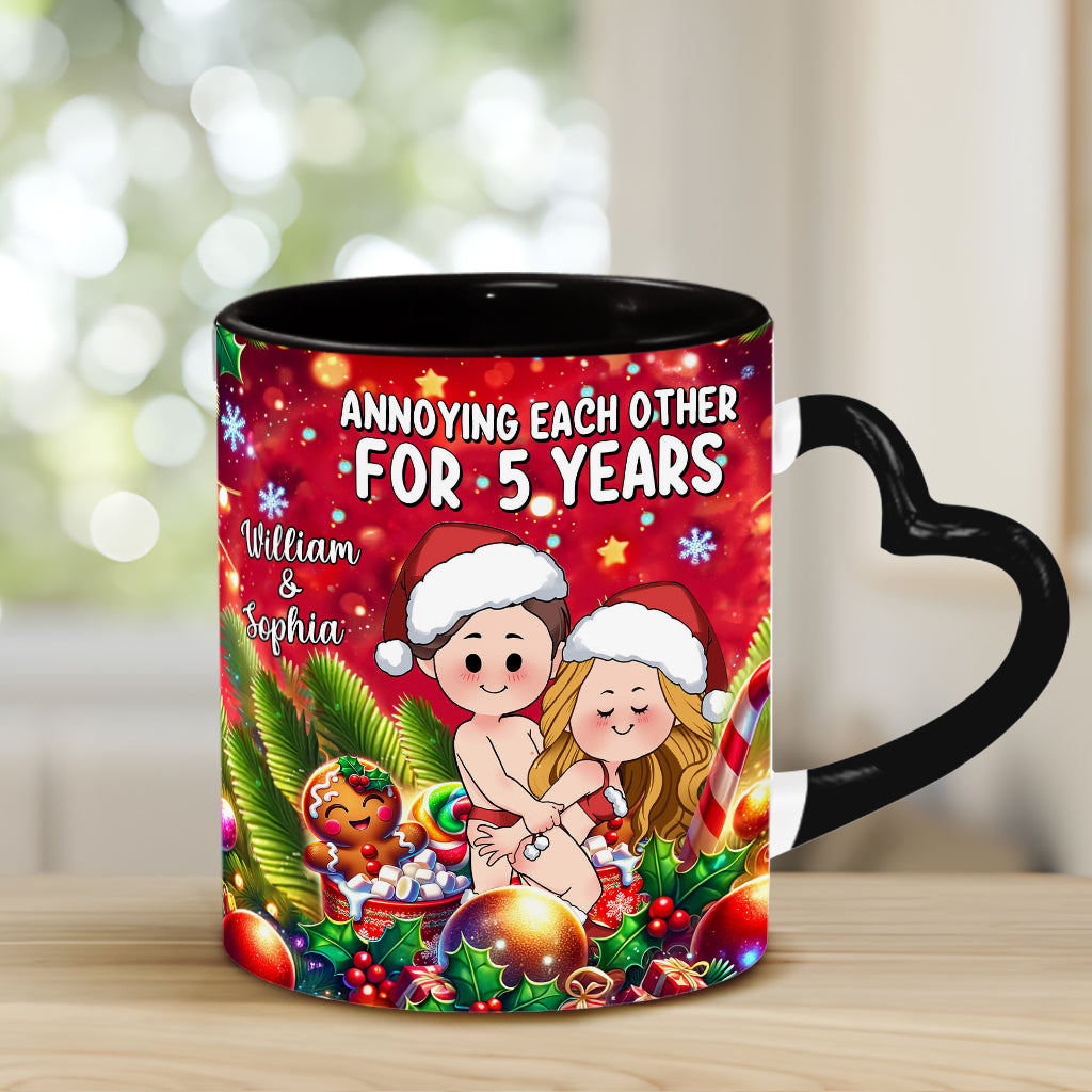 Annoying Each Other - Personalized Couple Heart Handle Mug