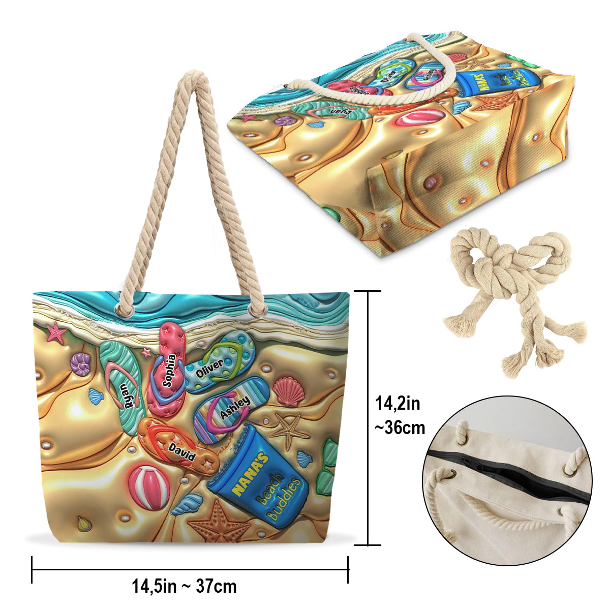 Nana's Beach Buddies - Personalized Grandma Beach Bag