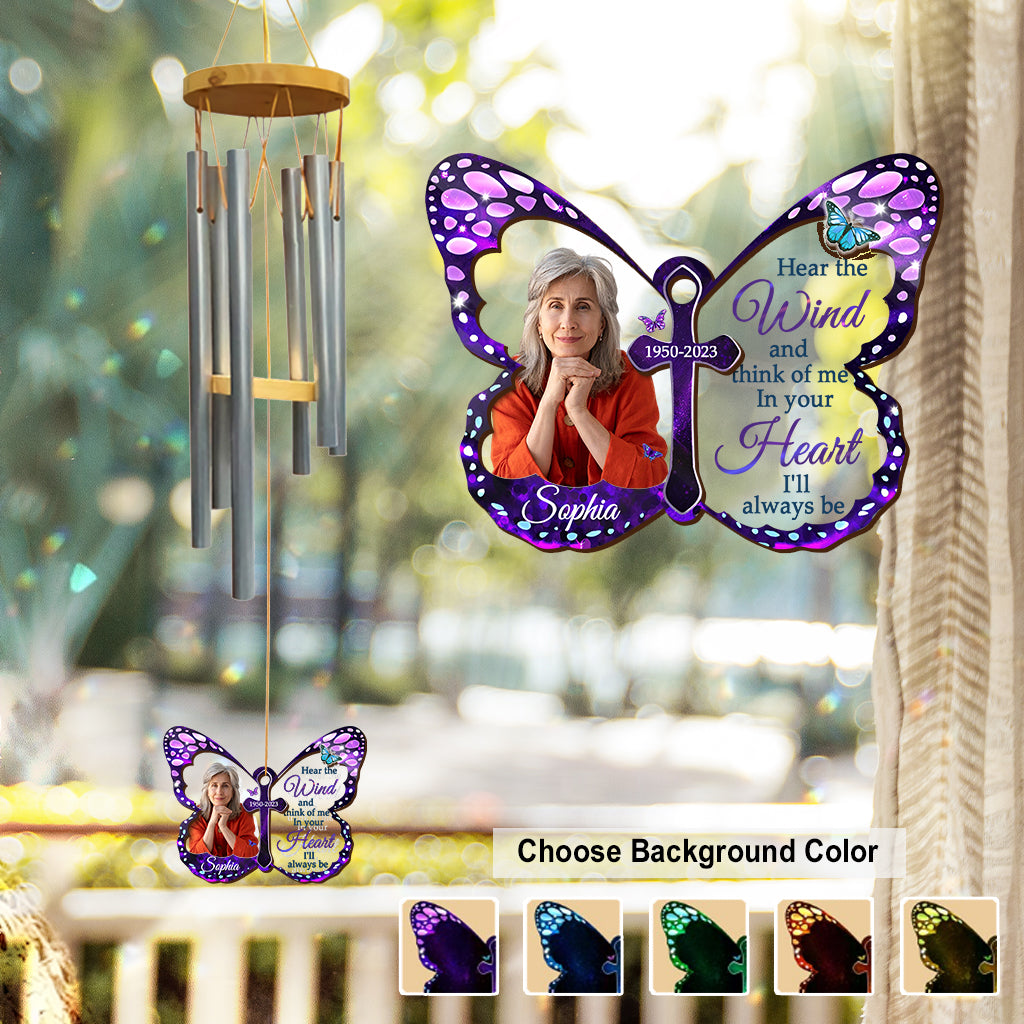 In Your Heart I'll Always Be - Personalized Memorial Wind Chime Suncatcher