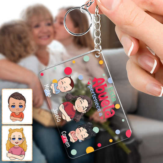 Esta Abuela Pertenece A - Personalized Grandma Transparent Keychain