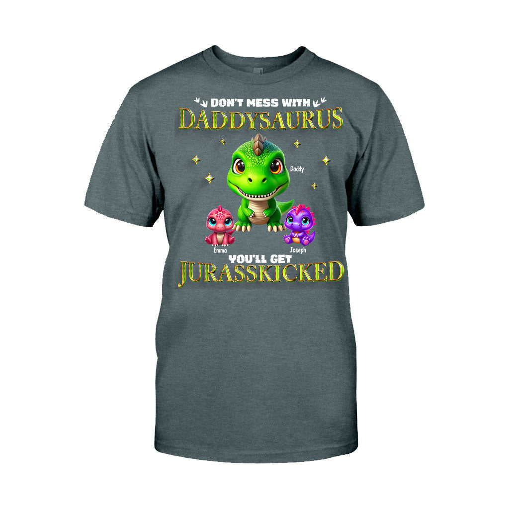 Daddysaurus Grandpasaurus 3D Dinosaurs - Personalized Father T-shirt And Hoodie