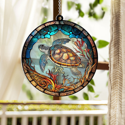 Love Turtles - Personalized Turtle Window Hanging Suncatcher Ornament