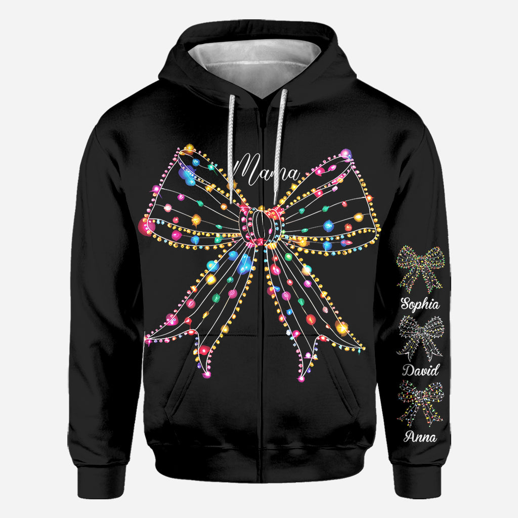 Christmas Light Coquette Bow - Personalized Mother All Over Shirt