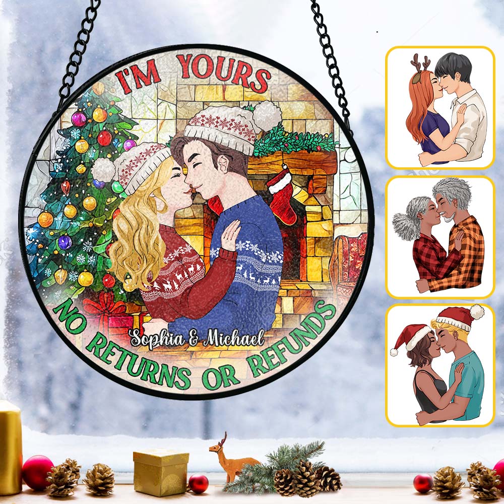 No Returns Or Refunds - Personalized Couple Stained Glass Suncatcher
